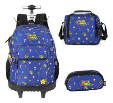 Kit Mochila Carrinho Estojo E Lancheira Super Mario Kit Mochila Carrinho Estojo E Lancheira Super Mario