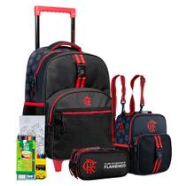 Kit Mochila Carrinho Estojo Lancheira Infantil Flamengo