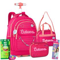 Kit Mochila Carrinho Estojo Lancheira Luluca Coleção 2025