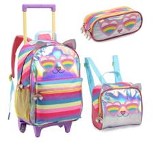 Kit mochila carrinho Gatinha holográfico