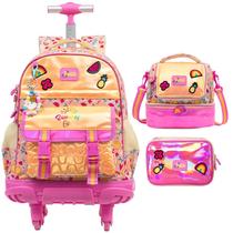 Kit mochila carrinho infantil 2 em 1 360 17 , lancheira térmica e estojo escolar Tween Summer Girl Xeryus
