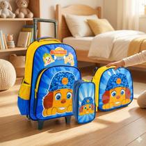 Kit Mochila Carrinho Infantil 2 Rodinhas Lancheira Estojo Escolar Patrulha Canine Rescue Yepp