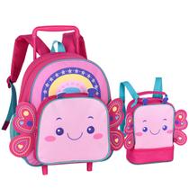 Kit Mochila Carrinho Infantil Clio Pets Abelha Borboleta