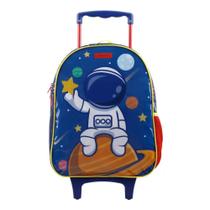 Kit Mochila carrinho Lancheira e Estojo Astronauta Xeryus