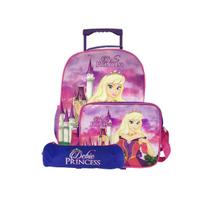 Kit mochila carrinho + lancheira e estojo Debie Princess Winth