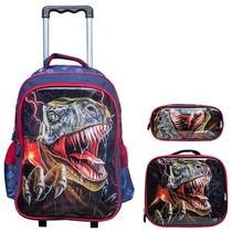 KIT MOCHILA carrinho, lancheira e estojo dinossauro 17' KIT MOCHILA carrinho, lancheira e estojo dinossauro 17'