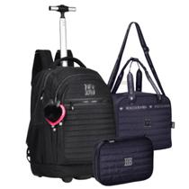 Kit Mochila Carrinho Lancheira e Estojo Rebecca Bonbon Crinkle Matelassê RB24043-44-45