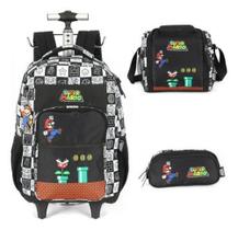 Kit Mochila Carrinho Lancheira E Estojo Super Mario - Luxcel Kit Mochila Carrinho Lancheira E Estojo Super Mario - Luxcel