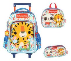 Kit Mochila Carrinho Lancheira Estojo Fisher Price - Luxcel