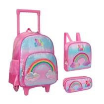 Kit Mochila Carrinho + Lancheira + Estojo Infantil Soul Shine