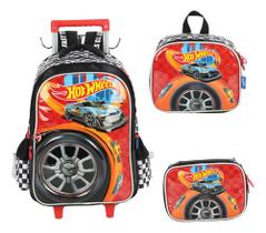 Kit Mochila Carrinho Lancheira Estojo Original Hot Wheels Kit Mochila Carrinho Lancheira Estojo Original Hot Wheels