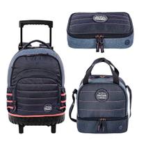 Kit Mochila Carrinho Lancheira Estojo Paul Frank World