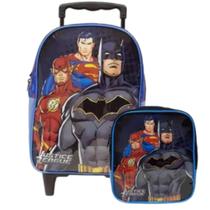 Kit Mochila Carrinho + Lancheira Infantil e Juvenil Justice League - Ref 10730