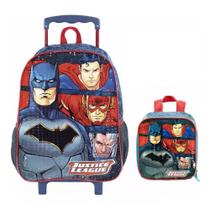 Kit Mochila Carrinho + Lancheira Liga da Justica Fearless Kit Mochila Carrinho + Lancheira Liga da Justica Fearless