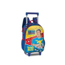 Kit Mochila Carrinho Luccas Neto Azul + Lancheira + Estojo Clio