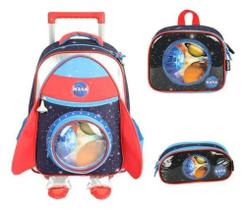 Kit Mochila Carrinho Nasa Foguete Astronauta - Luxcel