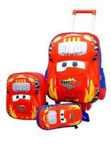 kit mochila carrinho preto escolar mcqueen 3D feito EVA estilo e diversão