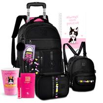 Kit Mochila Carrinho RB Metalizado Estojo Box Lancheira Alça