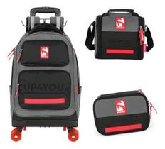 Kit Mochila Carrinho Rodas 360 Haste Dupla Up4You