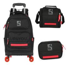 Kit Mochila Carrinho Rodas 360 Haste Dupla Up4You