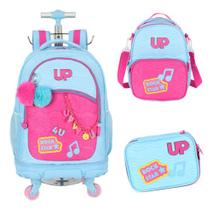 Kit Mochila Carrinho Rodinhas 360 C/ Led Up4you Porta Laptop