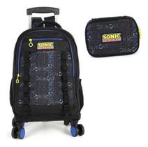 Kit Mochila Carrinho Rodinhas 360 Estojo Box Sonic - Luxcel