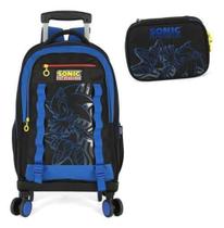 Kit Mochila Carrinho Rodinhas 360 Estojo Box Sonic - Luxcel