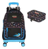 Kit Mochila Carrinho Rodinhas 360 + Estojo Original Sonic - Luxcel