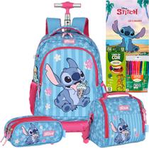 Kit Mochila Carrinho Stitch Lancheira Termica Estojo Triplo Kit Mochila Carrinho Stitch Lancheira Termica Estojo Triplo