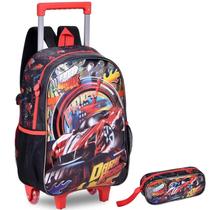 Kit Mochila Carro Fast Machine Escolar Rodinha G Com Estojo Kit Mochila Carro Fast Machine Escolar Rodinha G Com Estojo