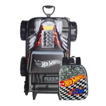 Kit Mochila Carro Hotwheels Bone Monster Truck 3d Lancheira