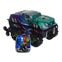 Kit Mochila Carro Hulk Monster Trucks 3d Lancheira Escolar Kit Mochila Carro Hulk Monster Trucks 3d Lancheira Escolar