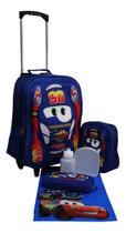 Kit Mochila Carros 3d Com Rodinhas E Lancheira + Estojo