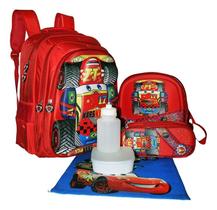 Kit Mochila Carros 3D Meninos Infantil Lancheira Costas Esto Kit Mochila Carros 3D Meninos Infantil Lancheira Costas Esto
