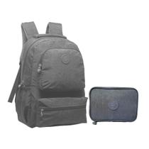 Kit Mochila Casual e Estojo Crinkle 17,5" Yins YS41053 Cor:Cinza Kit Mochila Casual e Estojo Crinkle 17,5" Yins YS41053 Cor:Cinza