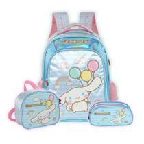 Kit Mochila Cinnamoroll De Costas Lancheira E Estojo Triplo