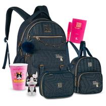 Kit Mochila Clio Style RB Metalizado Lancheira Estojo Box