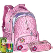 Kit Mochila Clio Sweet Queen Meninas Fofa Glitter Matelasse
