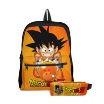 Kit Mochila com bolso e Estojo Escolar Infantil Menino Dragon Ball