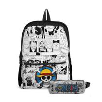 Kit Mochila com Bolso e Estojo Escolar Infantil One Peace Menina e Menino