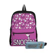 Kit Mochila com Bolso e Estojo Escolar Infantil Snoop Menina e Menino