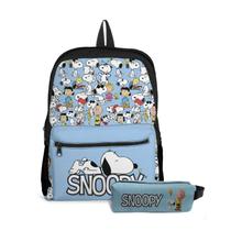 Kit Mochila com Bolso e Estojo Escolar Infantil Snoop Menina e Menino