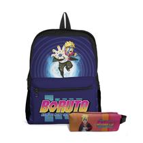 Kit Mochila com Bolso e Estojo Infantil Menino Boruto