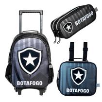 Kit Mochila Com Carrinho Futebol com Lancheira e Estojo Botafogo Original Kit Mochila Com Carrinho Futebol com Lancheira e Estojo Botafogo Original