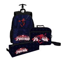 Kit Mochila Com Carrinho + Lancheira Térmica + Estojo Personalizado Personagem Bolsa Escolar Infantil Reforçada Ajustável