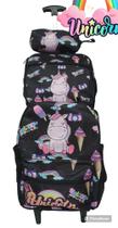 KIT Mochila COM carrinho UNICORNIO