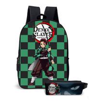 Kit Mochila com Estojo Escolar Anime Japonês Irmão Protetor Espadas Máscara Haori Unissex Infantil