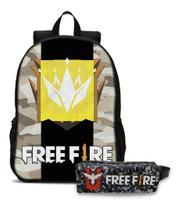 Kit Mochila Com Estojo Escolar Game Free Fire Menino e Menina