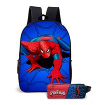 Kit Mochila com Estojo Escolar Infantil do Homem-Aranha Menino Kit Mochila com Estojo Escolar Infantil do Homem-Aranha Menino