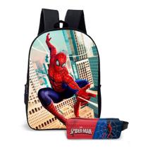 Kit Mochila com Estojo Escolar Infantil do Homem-Aranha Menino